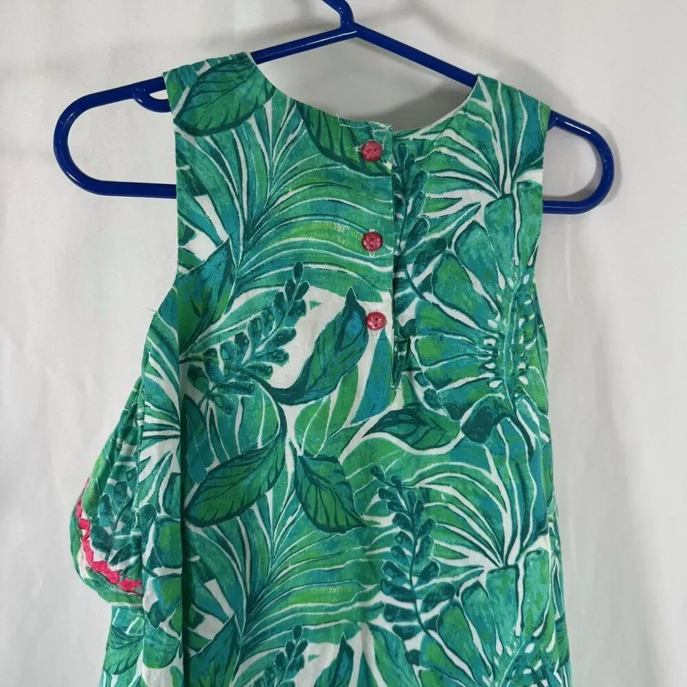 Tommy Bahama Dress Toddler Girls 2T Green Pink Palm Print Sleeveless